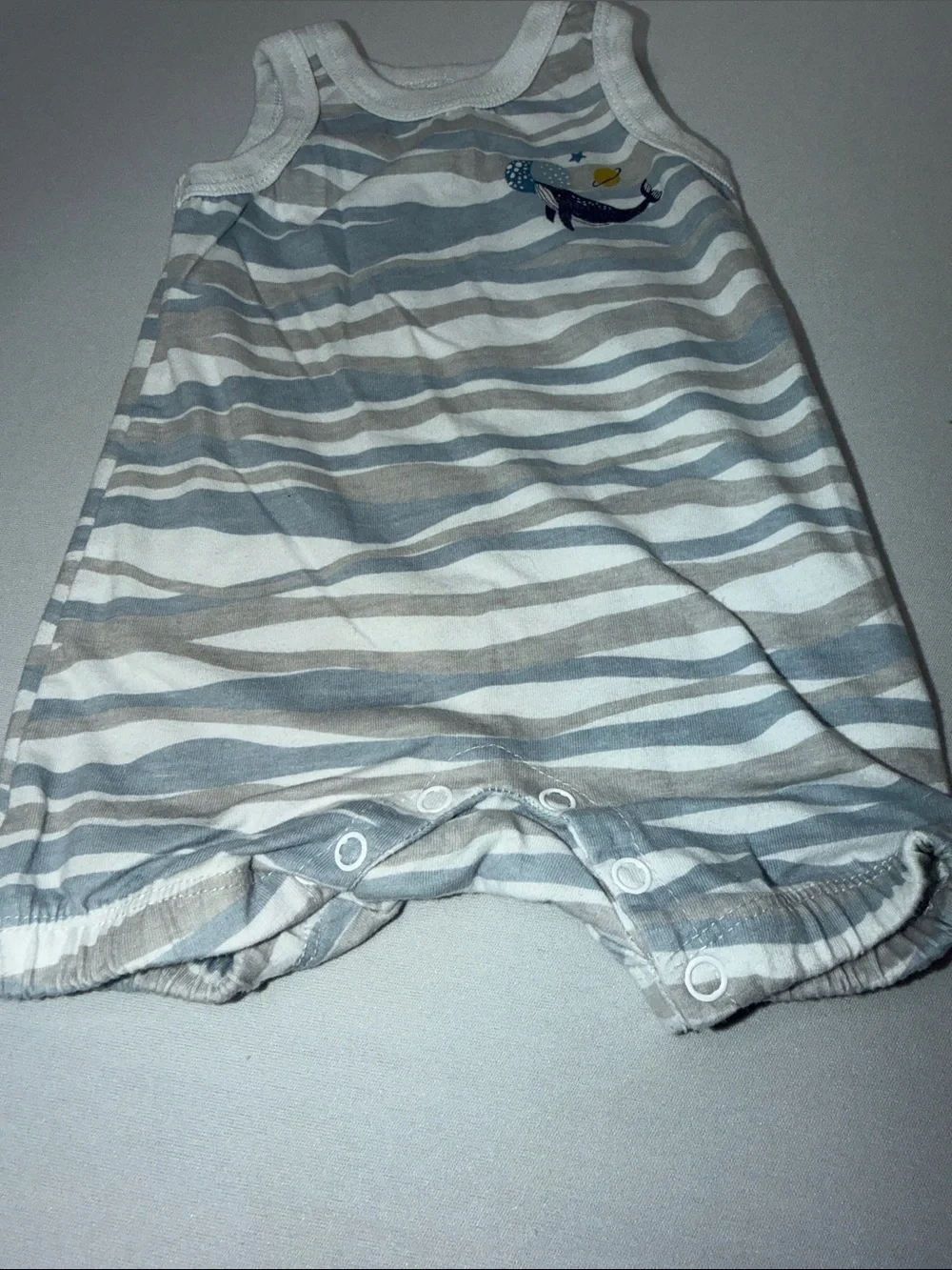 Unbranded Gray & White Striped Baby One-Piece Romper